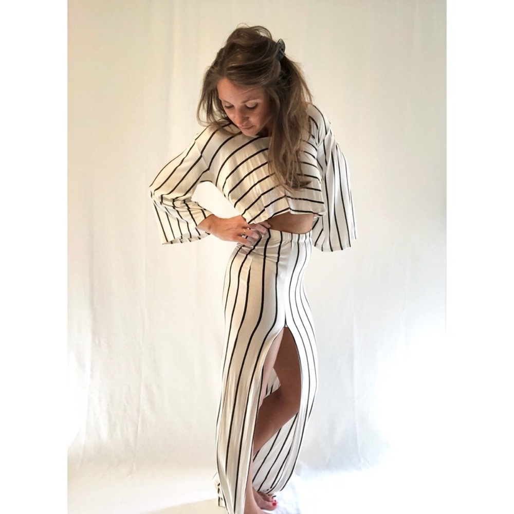 Striped Cutout Maxi Dress